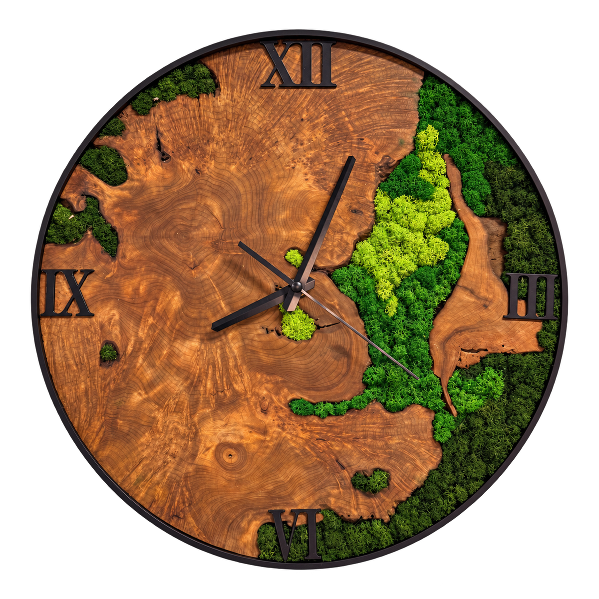 Burlwood Moss Clock